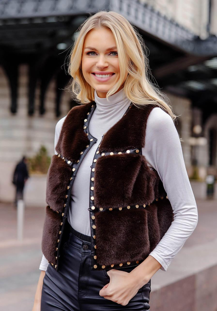 Giselle Studded Vest Espresso