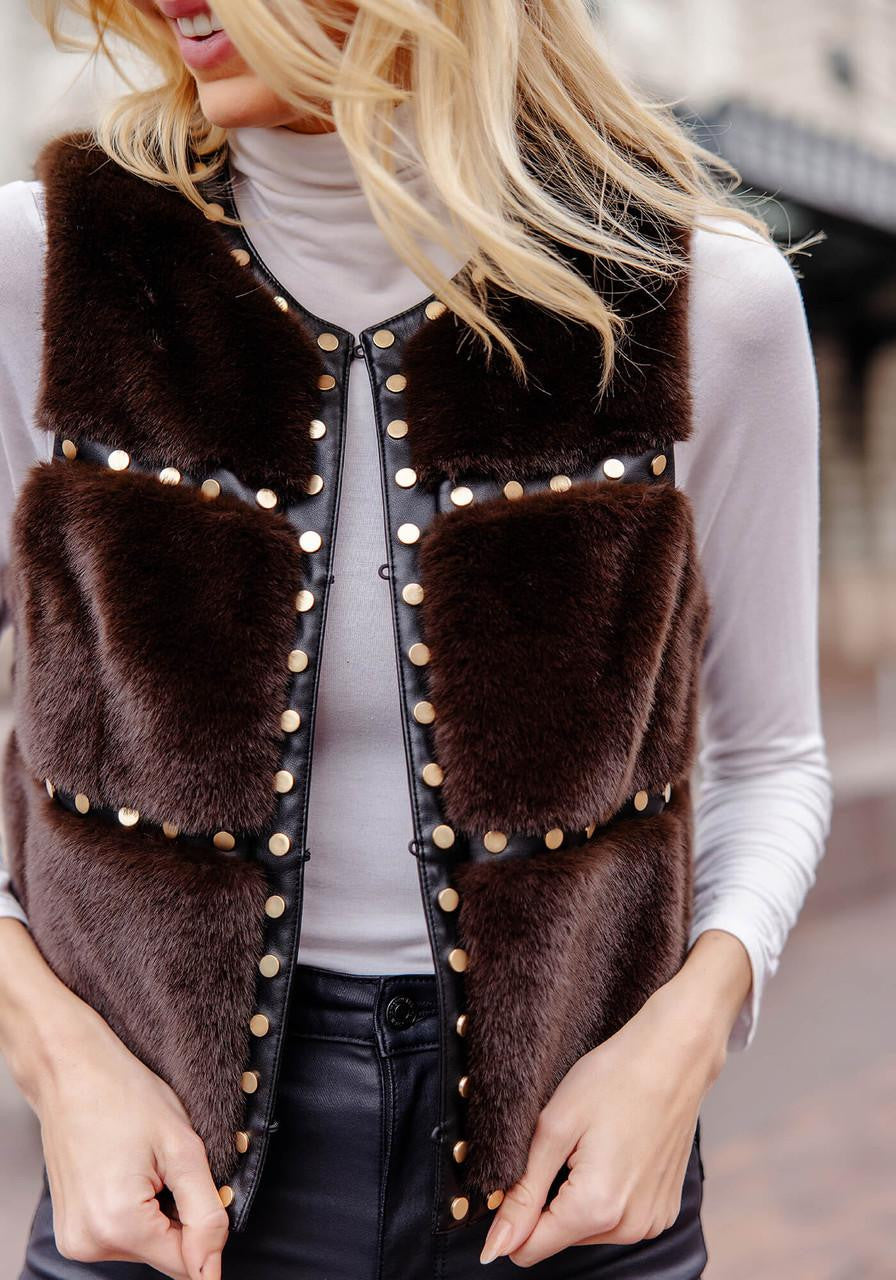 Giselle Studded Vest Espresso