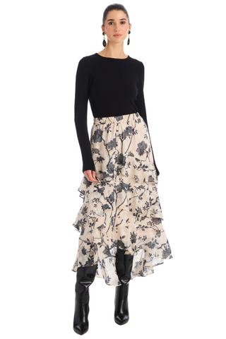 Ella Midi Skirt Ivory/Black