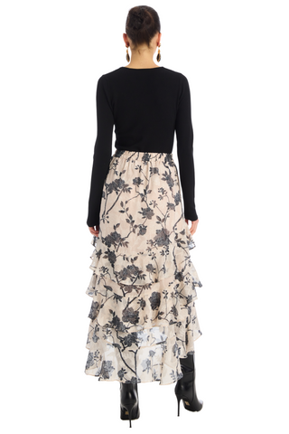 Ella Midi Skirt Ivory/Black
