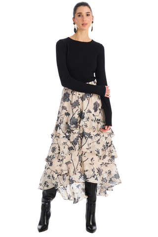 Ella Midi Skirt Ivory/Black
