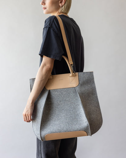 Frankie Merino Wool Tote Granite Vachetta