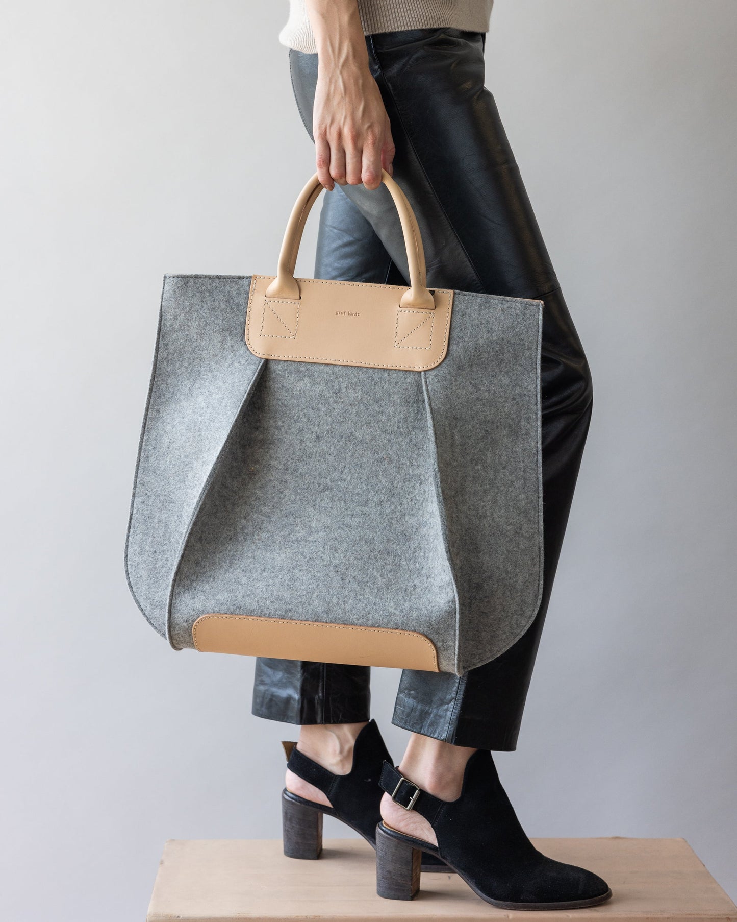 Frankie Merino Wool Tote Granite Vachetta