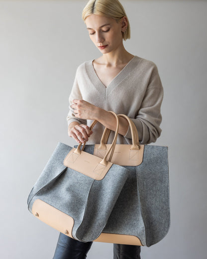 Frankie Merino Wool Tote Granite Vachetta