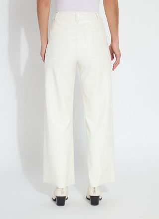 Hi Waist Vegan Leather Wide Leg Snow White