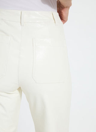 Hi Waist Vegan Leather Wide Leg Snow White