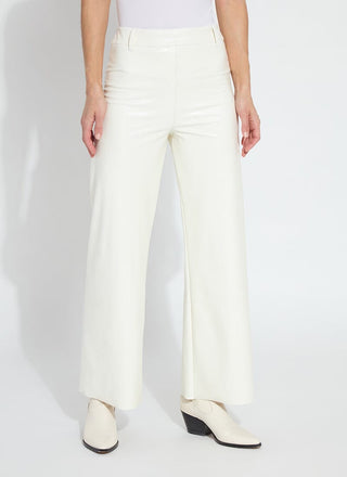 Hi Waist Vegan Leather Wide Leg Snow White