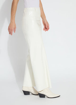 Hi Waist Vegan Leather Wide Leg Snow White