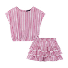 Load image into Gallery viewer, Pink Striped Smocked Top &amp; Tiered Skirt