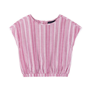Pink Striped Smocked Top & Tiered Skirt