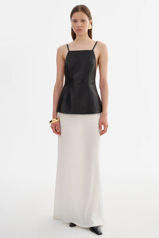 Ilona Black Leather Hourglass Top