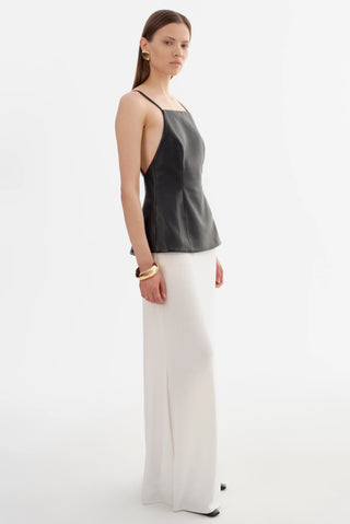 Ilona Black Leather Hourglass Top