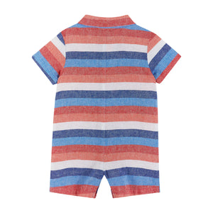 Chambray Striped Collared Romper Infant