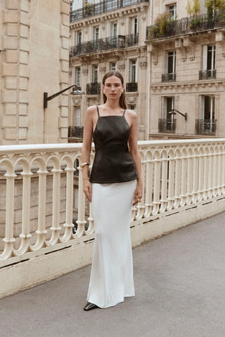Ilona Black Leather Hourglass Top