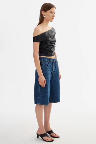 Ines Black Off Shoulder Leather Top