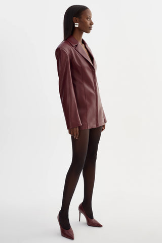Benedetta Burgundy Faux Leather Blazer Dress