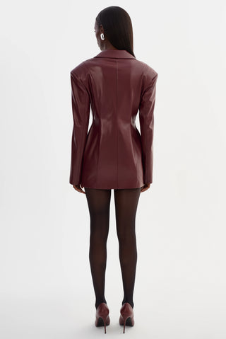 Benedetta Burgundy Faux Leather Blazer Dress