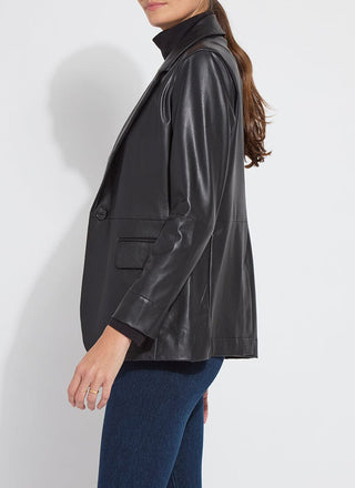 Versatile Vegan Leather Blazer Black
