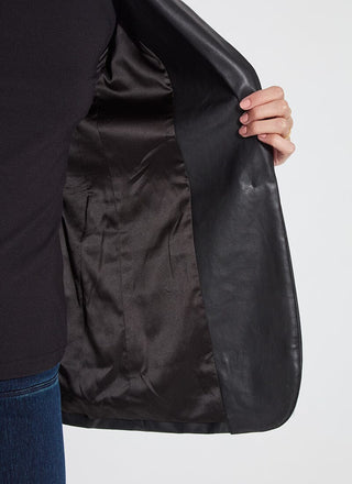 Versatile Vegan Leather Blazer Black