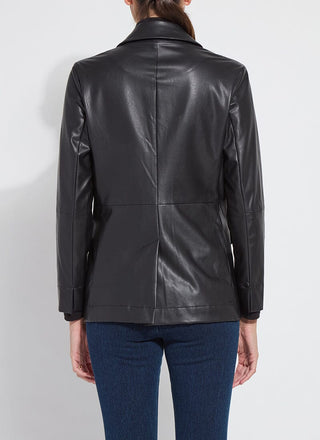 Versatile Vegan Leather Blazer Black