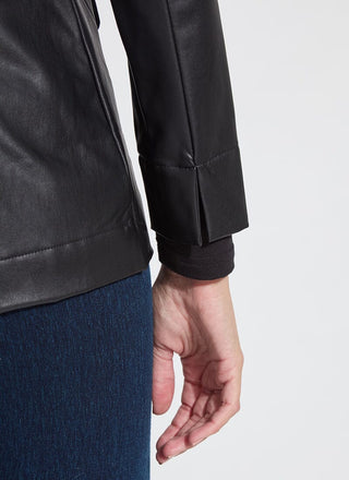 Versatile Vegan Leather Blazer Black