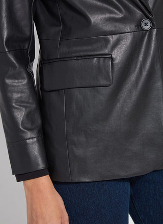 Versatile Vegan Leather Blazer Black