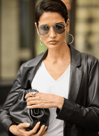 Versatile Vegan Leather Blazer Black