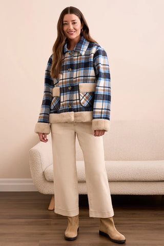 Long Sleeve Button Front Jacket Sapphire
