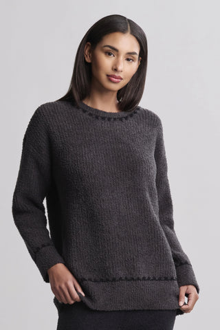 CozyChic Ribbed Sweater W/Blanket Stitch