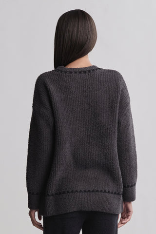 CozyChic Ribbed Sweater W/Blanket Stitch