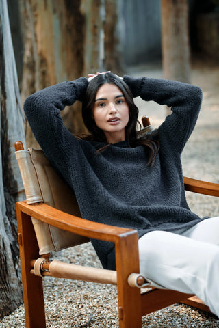 CozyChic Ribbed Sweater W/Blanket Stitch