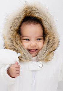 Ivory Faux Fur-Trimmed Infant Snowsuit