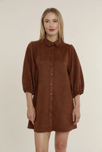 Load image into Gallery viewer, Faux Suede Exaggerated Sleeve Dress