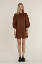 Load image into Gallery viewer, Faux Suede Exaggerated Sleeve Dress