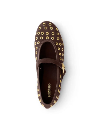 Borden Grommet Dark Chocolate Suede Ballet Flat