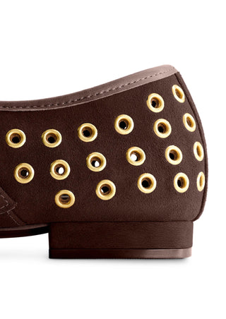 Borden Grommet Dark Chocolate Suede Ballet Flat