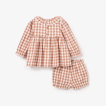 Load image into Gallery viewer, RUST GINGHAM WOVEN RUFFLE COLLAR DRESS &amp; BLOOMERS