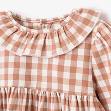 Load image into Gallery viewer, RUST GINGHAM WOVEN RUFFLE COLLAR DRESS &amp; BLOOMERS