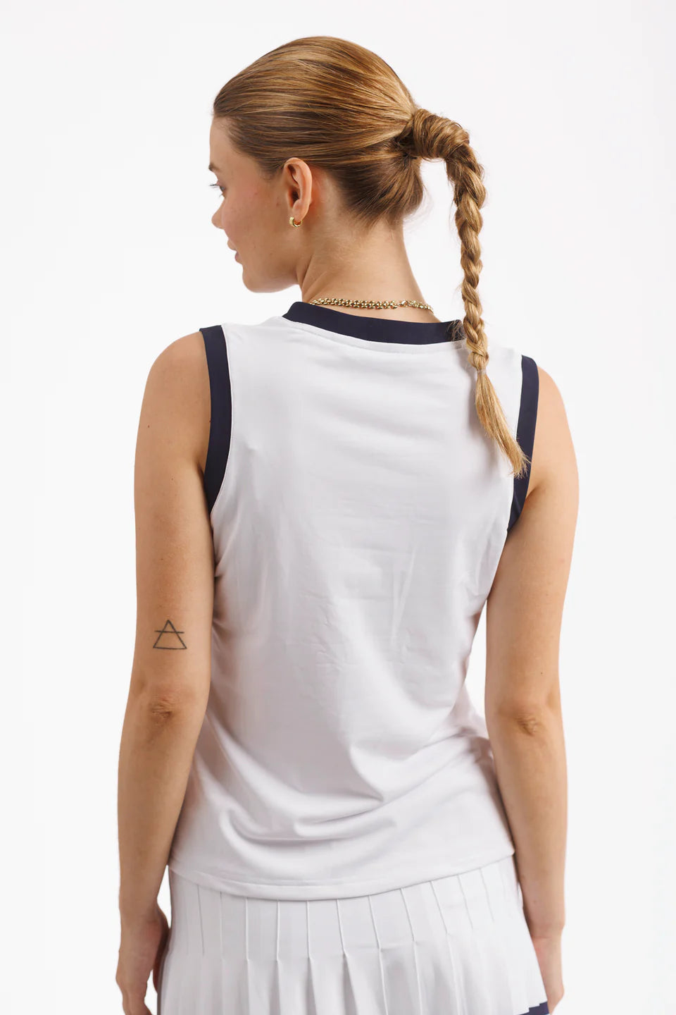 The Stevie Top - White with Navy