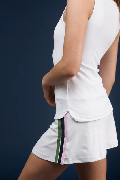 The Fletcher Skort - White with Green/Navy/Orchid