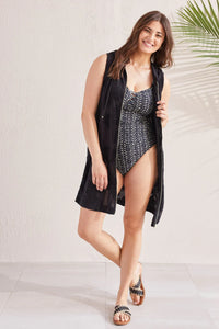Hooded Sleeveless Cover-Up
