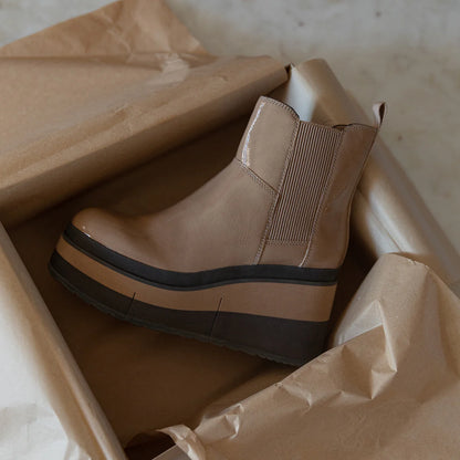 Beige Platform Chelsea Boots