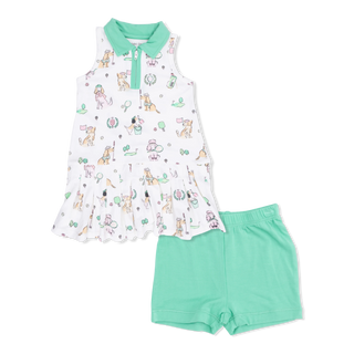 Country Club Dogs Pink Polo Tennis Dress With Cartwheel Short