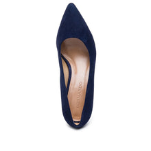 Load image into Gallery viewer, Faryn Navy Suede Pointed Toe Pump