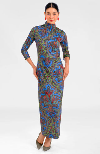 Scorching Hot Dress Paisley Olive