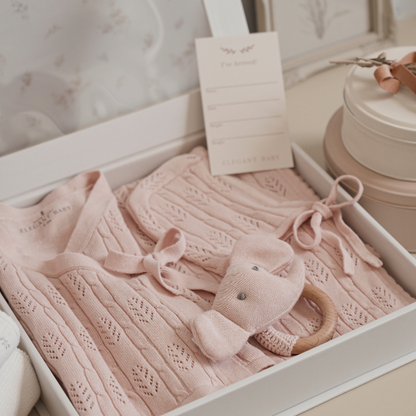 BLUSH PINK BABY LAYETTE SET W. BOX