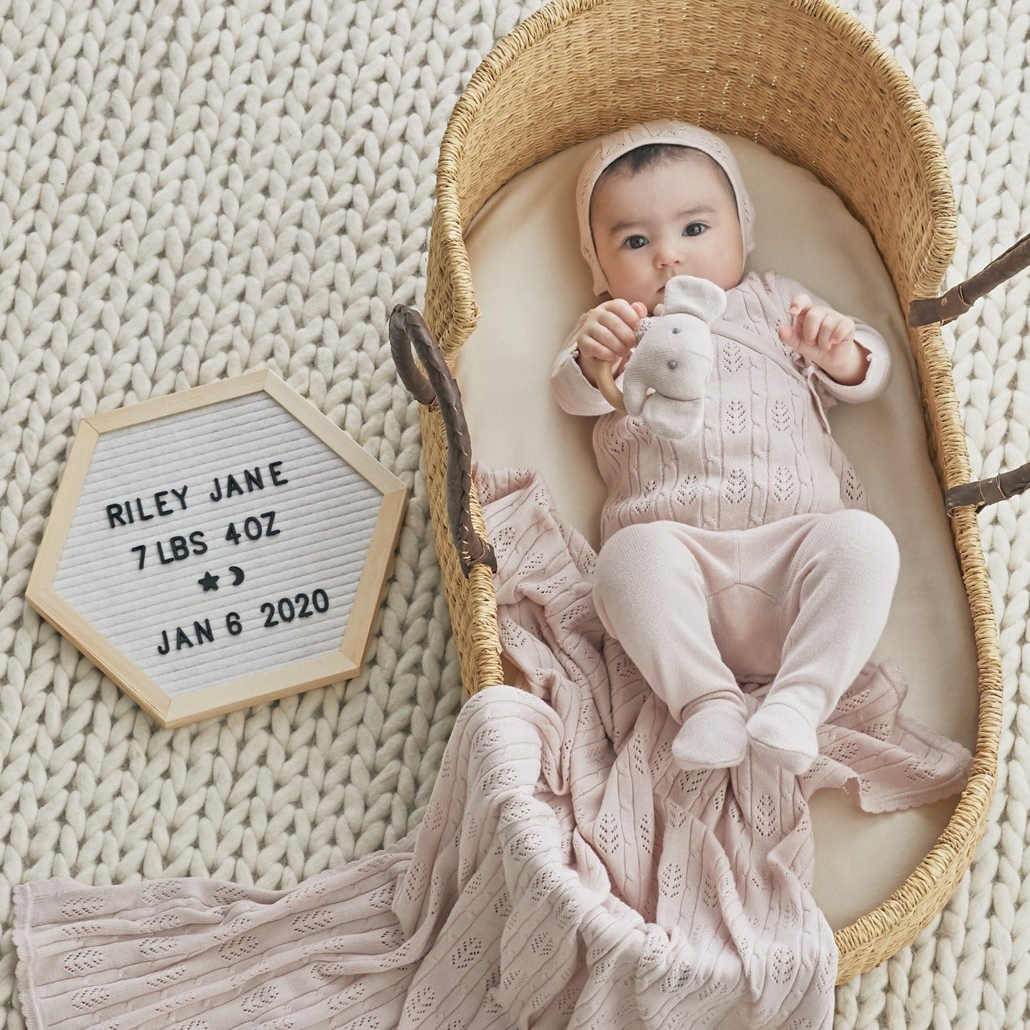 BLUSH PINK BABY LAYETTE SET W. BOX