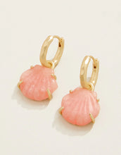 Load image into Gallery viewer, Carved Shell Convertible Hoop Earrings Coral