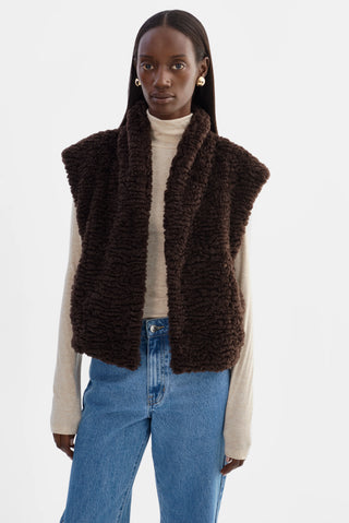 Dua Reversible Faux Fur Vest Brown