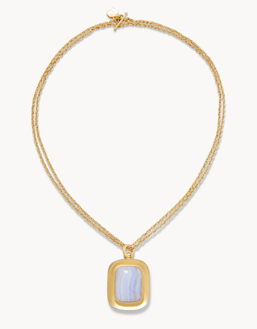 Mason Necklace 36” Blue Chalcedony